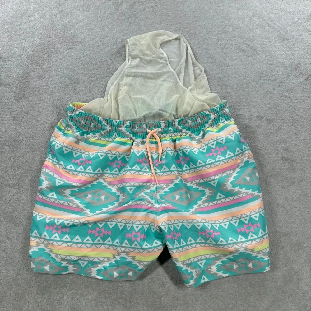 Chubbies Swim Trunks Mens XL Teal Geometric Tribal Print Retro Mesh Lined Shorts